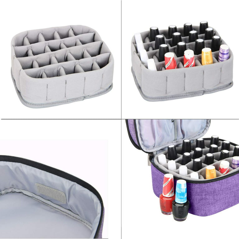 Nail Polish Carrying Case, Holds 20 Bottles (15ml - 0.5 fl.oz),  Double-layer Organizer for Nail Polish and Manicure Set 