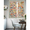 thumbnail image 4 of Boho Beige Flowers Sheer Curtains 63 Inch Length 2 Panels Set Window Treatments, Spring Abstract Watercolor Floral Leaf Rod Pocket Semi Curtains for Living Room/Bedroom/Kitchen Décor, 104"W x 63"L, 4 of 7