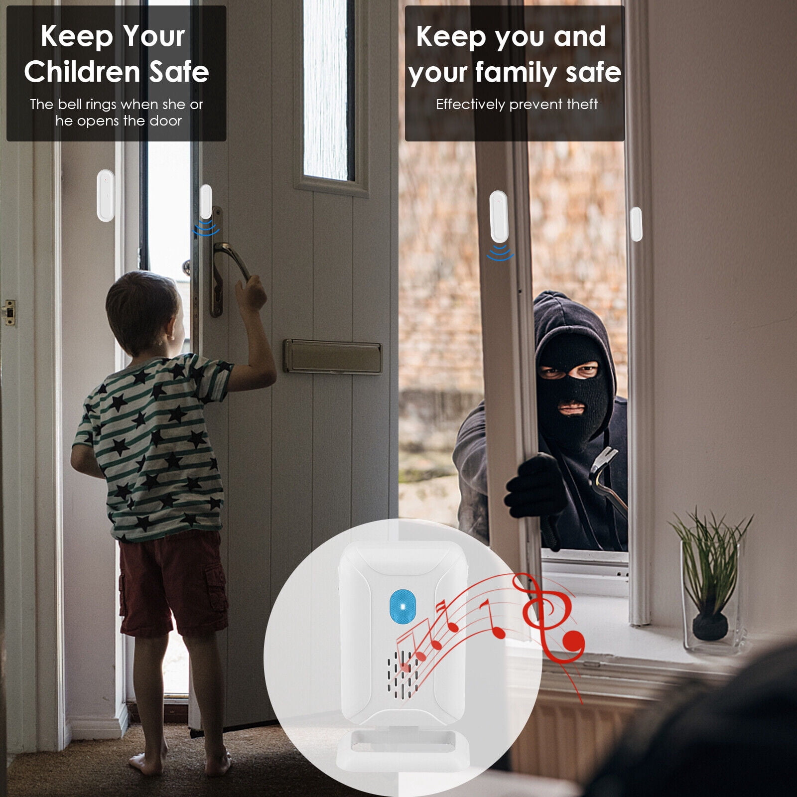 NineLeaf Motion Sensor Doorbell with Magnetic Chime, Wireless Infrared Home Security System, Door Chime Senosr, Battery Operated Door Chimes when Door Opens （1Receiver 1Sensor 1Motion Sensor）