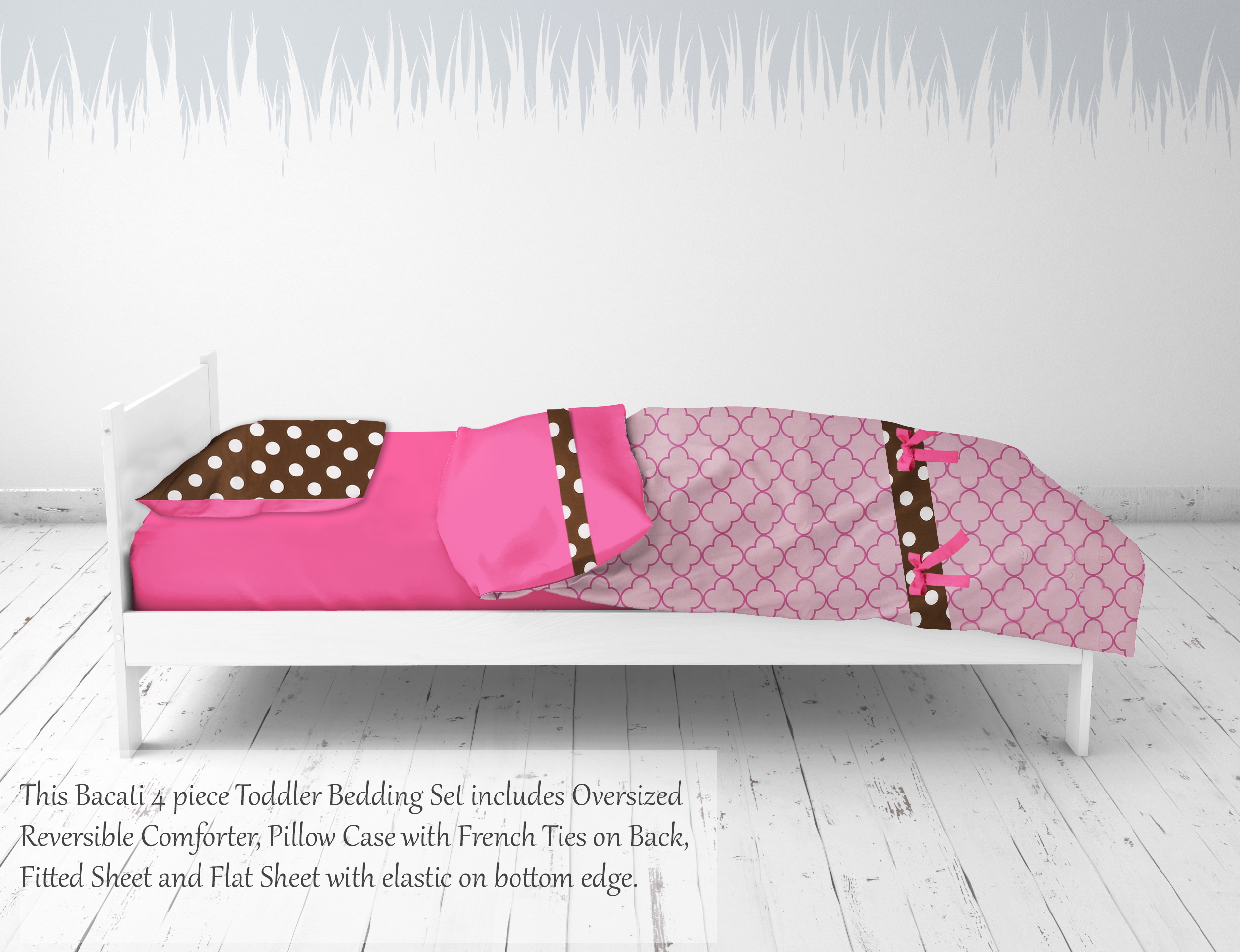 Bacati 4-Pc Toddler Bedding Set Butterflies Pink/Choc, 4.0 PIECE(S) - image 2 of 4