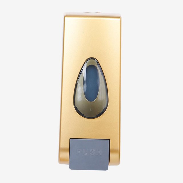 Dispensador de jabón manual, de recarga de espumoso sin contacto recargable de 350 ml montada en pared para baño, cocina, escues, Oro Sunnimix Dispensador de jabón