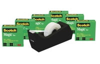 Scotch Magic Tape, Clear, 3/4' x 1000', 6 Rolls with Dispenser