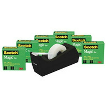 Scotch Magic Tape, Clear, 3/4" x 1000", 6 Rolls with Dispenser