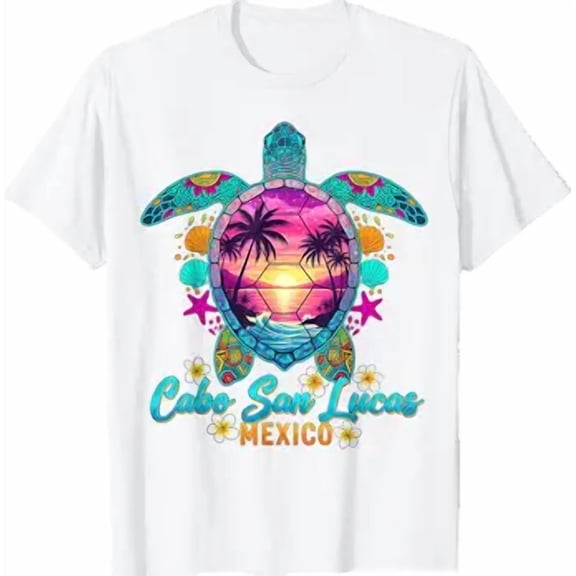 Cabo San Lucas Mexico Sea Turtle Sunset Tropical Beach T-Shirt