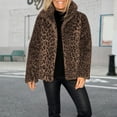 thumbnail image 4 of Leopard Print Winter Coat for Women Lapel Jackets with Warm Lining, Fashionable Cold Weather Outerwear, 4 of 9