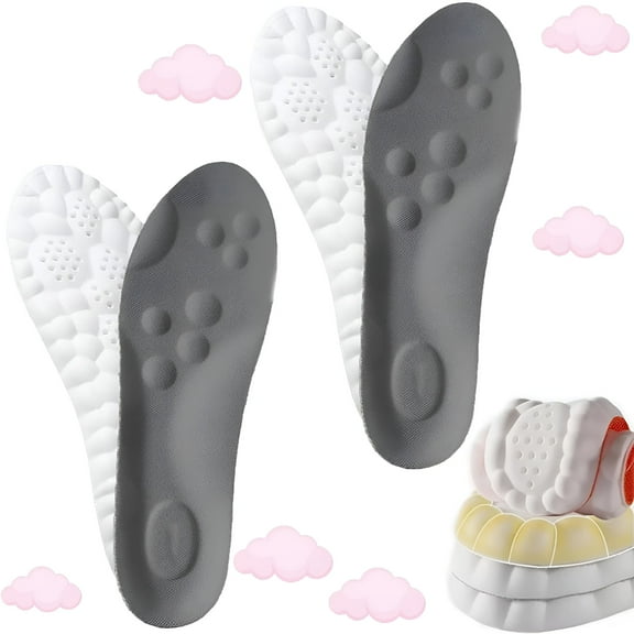XIRQI 2 Pairs Steppers Insoles for Men Women, Breathable Soft Memory Foam Orthopedic Massage Insoles (Gray*2, Men 11.5-12.5 / Women 13-14)