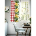 thumbnail image 4 of Green Leaves Sheer Curtains for Living Room Bedroom Flowers Red Check Country Retro Pastoral Sheer Curtains 63 Inch Long 2 Panels Set Light Filtering Curtain Window Treatments Drapes for Dining Room, 4 of 6