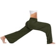 thumbnail image 4 of Valcatch Wide Leg Pants Woman Yoga Pants with Pockets Stretch Loose High Waist Casual Sweatpants Green M, 4 of 5