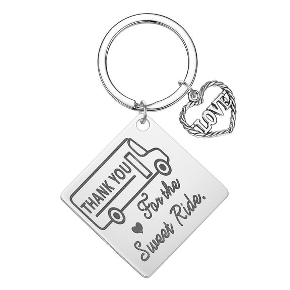 School Bus Driver Keychain Thank You For The Sweet Ride Engrave Keyring Graduation Key Chain Nursery Scool Ending Gift