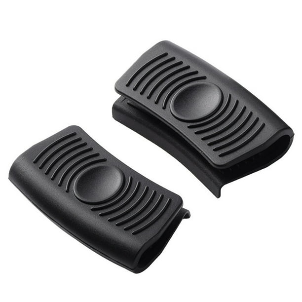 2 piezas de soporte para mango de olla, accesorio para utensilios de cocina, funda aislante, Clip de silicona Simple antideslizante para Herramientas y accesorios para hornear Negro sin agujero Naiovety HA062199-02