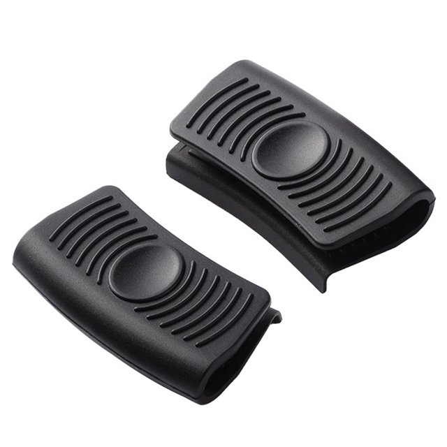 2 piezas de soporte para mango de olla, accesorio para utensilios de cocina, funda aislante, Clip de silicona Simple antideslizante para Herramientas y accesorios para hornear Negro sin agujero Toystoory HA062199-02