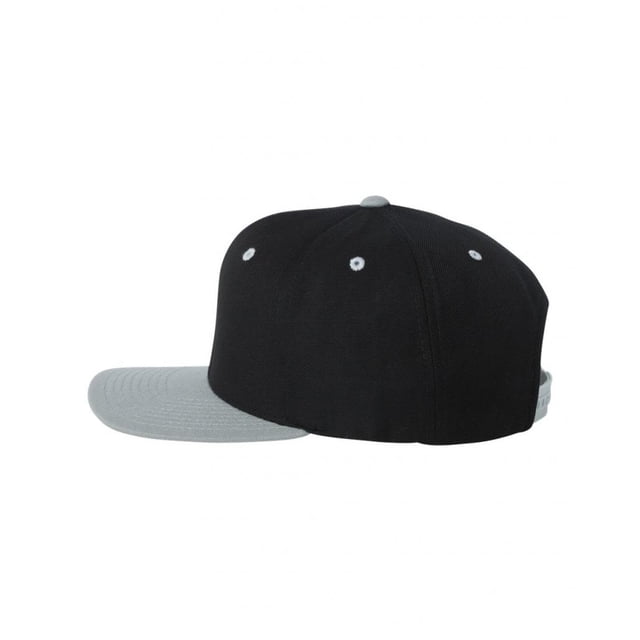Panel yupoong panel estructurado visera plana snapback clásico, plata negra Yupoong Gorra de béisbol