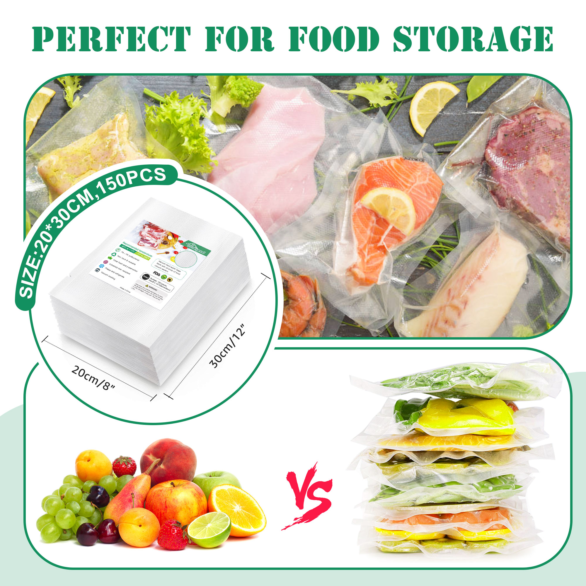 Cubepoint 150-Count Vacuum Sealer Bags, 8" x 12" photo 8
