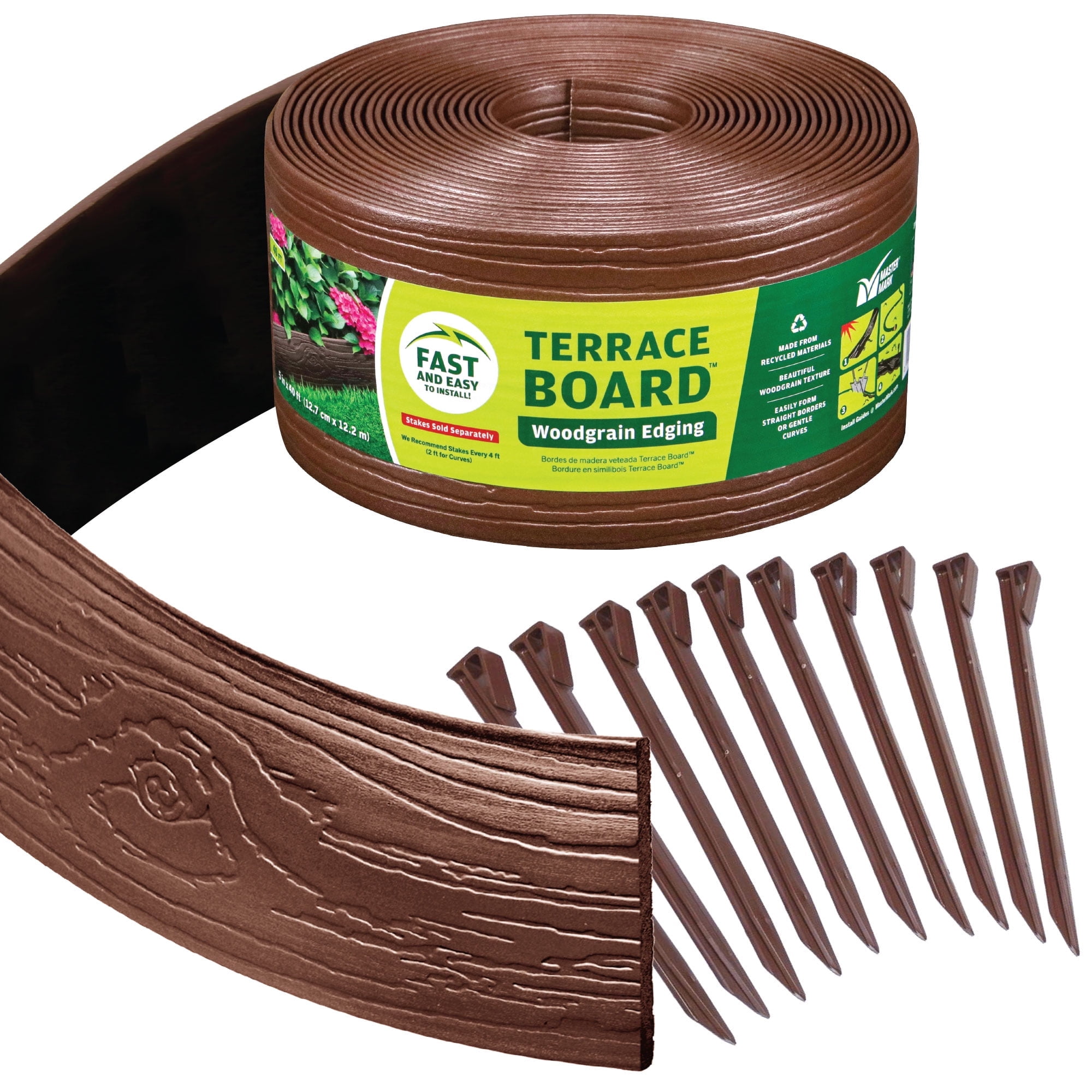 Master Mark Terrace Board 4 in. x 40 ft. Black Landscape Lawn