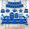 thumbnail image 5 of Graduation Party Decorations Graduation Blue-themed Party Tableware, Paper Plates, Napkins, Tablecloths, Decorations And Furnishings, Navy Blue and Silver Grad Party Supplies Set, 5 of 5