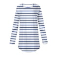 thumbnail image 4 of idosla Womens Long Sleeve Shirts Crewneck Casual Loose Trendy Print T Shirt Tops Basic Tee Fall Top Work Clothes (Blue, L), 4 of 5