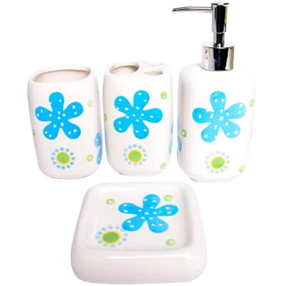 Set de Baño Ceramico AJR Fondo de Bikini Azul