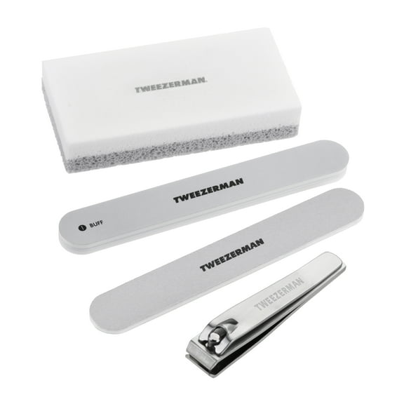 Tweezerman Essential Pedicure Kit - Nail Clipper, Pedicure Stone, Nail File & Buffer