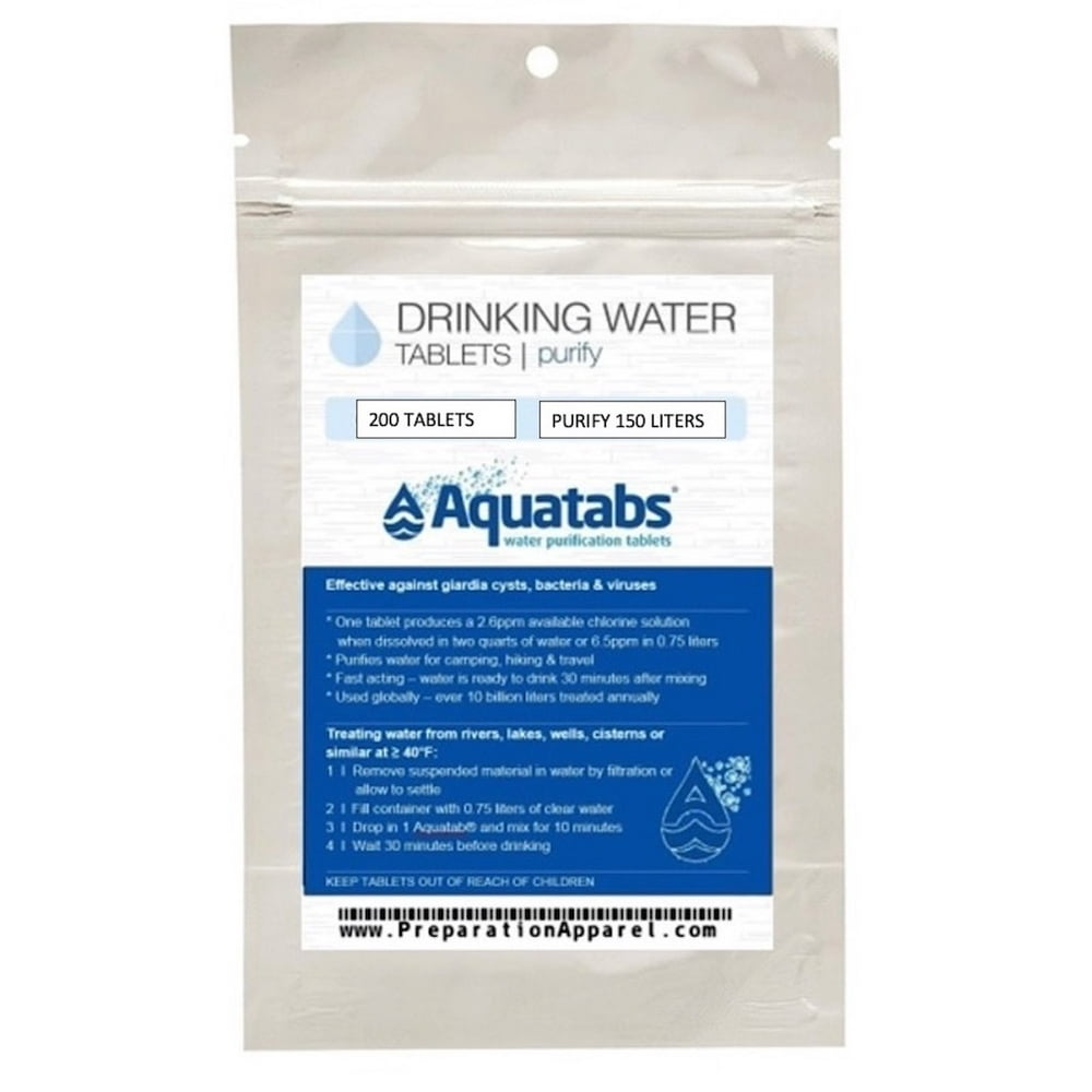 Water Purification Tablets 200 Tablets Per Pack Purifies 150Liters of Questionable Water