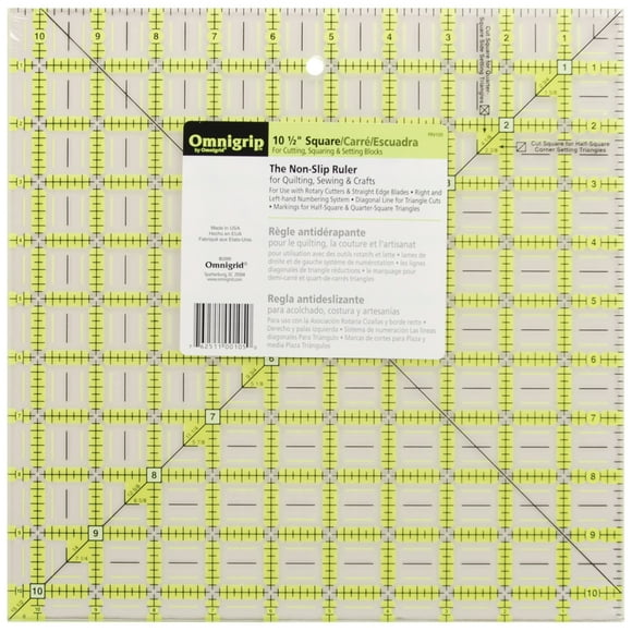 Règle de quilting carrée antidérapante Omnigrip 10-1/2" x 10-1/2" par Omnigrid