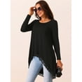 thumbnail image 3 of DARING DIVA Women's High Low Hem Lace Trim Flowy Blouses M Black, 3 of 6