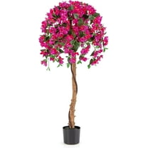 QRKD 53" Artificial Bougainvillea Tree, Faux Silk Flower Plant in Pot with 576 Flowers & 288 Leaves, Indoor Outdoor Fake Bougainvillea for Home, Office and Garden Decor, Red