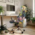 thumbnail image 3 of Xoenoiee Black Cat Colorful Flowers Print Office Chair Covers Stretchable Computer Gaming Chair Cover, Universal Desk Chair Covers Removable Rotating Chair Slipcover with Button, Large, 3 of 6