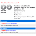 thumbnail image 2 of Front Brake Pad and Rotor Kit - Compatible with 2019 - 2022 Mercedes-Benz Sprinter 2500 - Dynamic Friction, 2 of 2