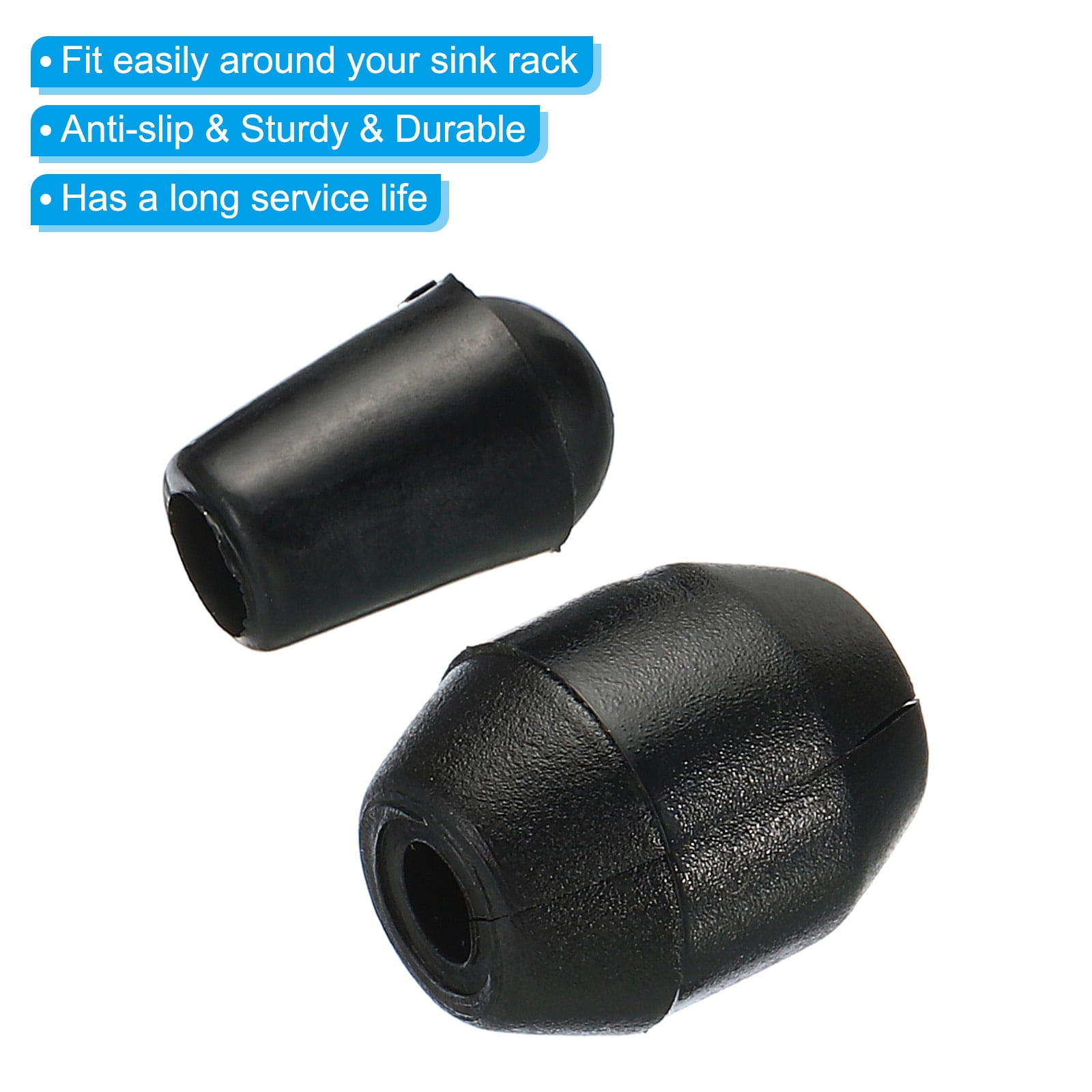 Unique Bargains Sink Rack Feet Plastic Sink Protector Feet with Bumpers Cover Black