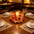 thumbnail image 2 of Fall Candle Rings Fall Decorations for Home Thanksgiving Decorations Artificial Sunflower Maple Leaf Candle Wreath for Table Centerpiece by MPOISVA, 2 of 7