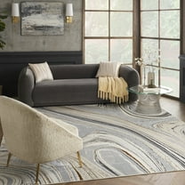 Nourison Glam Modern Grey Gold 9' x 12' Area Rug (9x12)