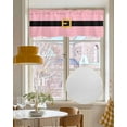 thumbnail image 4 of Pink Christmas Linen Curtain Valance for Bedroom/Bathroom/Kitchen/Office/Living/Dining Room Window,Xmas Santa Belt Merry Christmas Rod Pocket Topper Decorative Cafe Drapes Panel 42"x12", 4 of 6