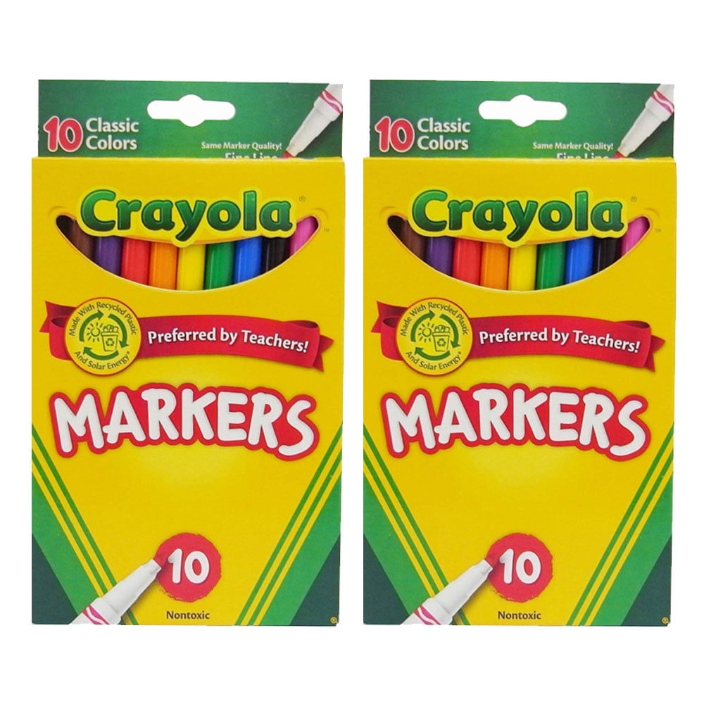 (2 Pack) Crayola Fine Line Markers Classic Colors 10/Pkg  Walmart.com