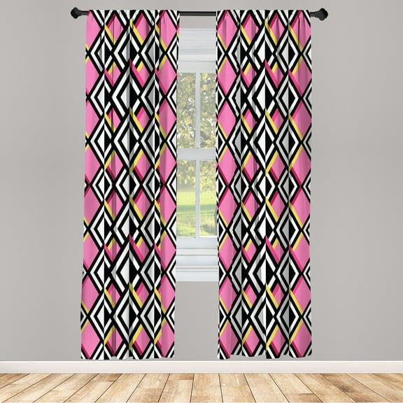 Ambesonne Geometric Curtains, Opposing Concept, Pair of 28"x63", Multicolor