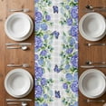 thumbnail image 6 of Purple Hydrangea Table Runner - 70 Inch Long, Kitchen Dining Table Runner Dresser Scarves, Spring Eucalyptus Butterfly Grey Plaid Farmhouse Decor for Coffee Tables Wedding Party Banquet, 6 of 8