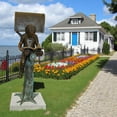 thumbnail image 2 of Nifao Boy Sitting by a Mailbox reading a book Bronze Statue – Bronze Statue, Home Decor, 16"L x 20"W x 50"H, 2 of 13