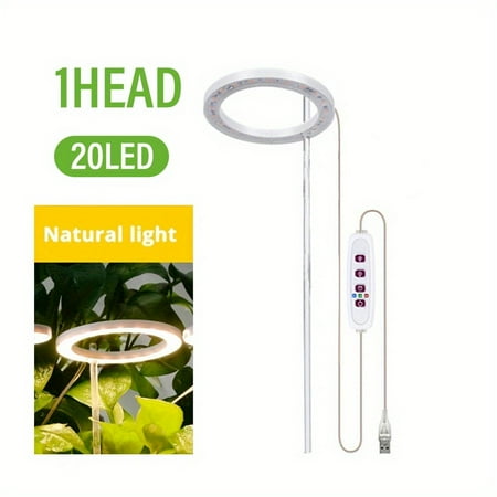 

Full Spectrum LED Halo Grow Light - USB Powered 3-Color Dimmable Touch Timer Perfect for Indoor Plant Growth