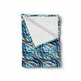 thumbnail image 2 of Abstract Soft Flannel Fleece Blanket, Surreal Expressionism Inspired Image Modern Art Stripes Swirls Waves Trippy, Cozy Plush for Indoor and Outdoor Use, 50" x 70", Grey Blue White, by Ambesonne, 2 of 6