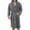 Grey 3XL, variant on Solid Color Belt Flannel Bath Robe Hooded Pockets Warm Men Nightgown Home Clothes