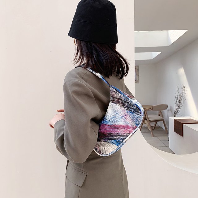 Bolsa Casual Mujer Impresión PU Hombro Axila Hobos Vintage Monedero (Azul) Likrtyny Para Estrenar