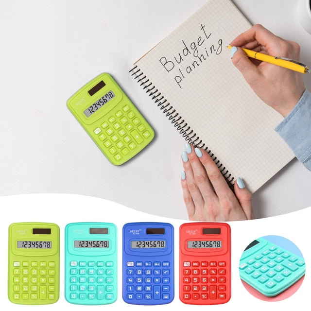 Fiudx Mini Calculadora Digital, Pantalla Lcd de 8 Dígitos, Funciona con Energía Solar y Pilas, Portátil de Bolsillo, Diseño Práctico, para Uso En Casa, Escuela, Oficina, Ligera, Compacta, 12 X 6,5 Cm