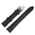 thumbnail image 1 of Uxcell Cowhide Leather Band Deployment Buckle Watch Strap 20mm Leather Strap, Black, Silver, 1 of 7