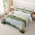 thumbnail image 3 of Manfei Rustic Animal Cow Twin Quilt Set 2 Pieces,Vintage Countryside Cabin Twin Coverlet Set,Green White,1 Bedspread and 1 Pillowcase, 3 of 7