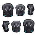 thumbnail image 3 of Naiovety 6 unids/set hombres mujeres patinaje equipo de protección conjunto monopatín hielo rodillo coderas muñequera niño ciclismo montar Ropa Deportiva, Zapatos Azul negro l, 3 of 6