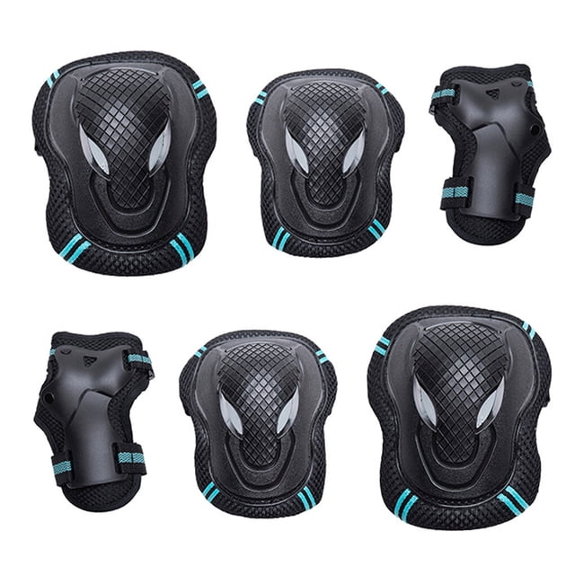 Wosthever 6 unids/set hombres mujeres patinaje equipo de protección conjunto monopatín hielo rodillo coderas muñequera niño ciclismo montar Ropa Deportiva, Zapatos Azul negro M
