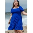 thumbnail image 1 of FOLUNSI Vibrant Blue Ruffle Mini Dress - Plus Size Charm, 1 of 8