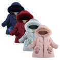 thumbnail image 3 of Paokuoon Toddler Girls Jacket Winter for 1-5 Years Medium-Length Thick Padded with Hood Zipper Windproof Outfit, 3 of 9