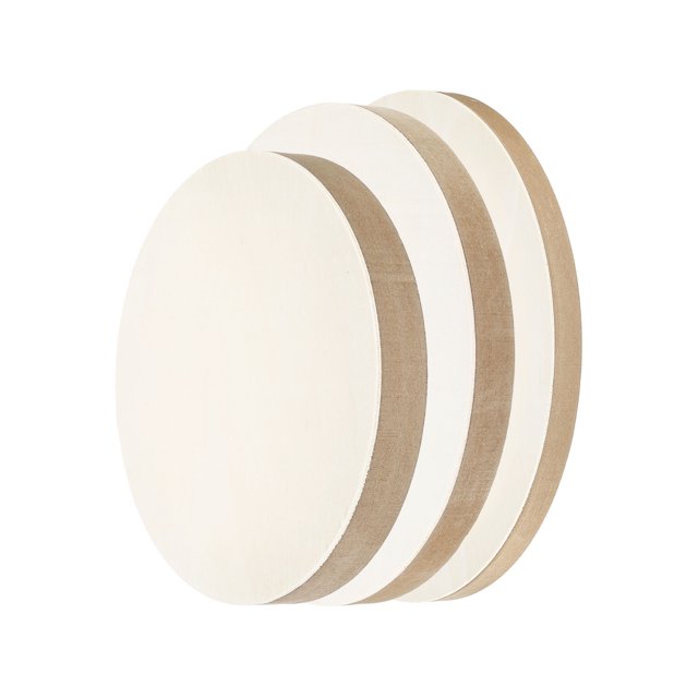 Uxcell 6" 8" 12" Tableros de Madera, Lienzo de Madera Redondo sin Terminar, Tablero de Pintura de Madera, Color Madera