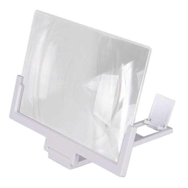 8-14 Inches Phone Screen 3d Video Amplifier Pulling Type Magnifier Folding Rack for Home Office (White)