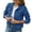 Dark Blue, variant on Women Denim Jacket Single-breasted Solid Color Lapel Flap Pockets Cardigan Warm Buttons Slim Fit High Street Women Coat for School
